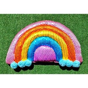 Your Zone Rainbow Pillow Sequin Walmart Girls Room Accent Colorful Teen Sparkly